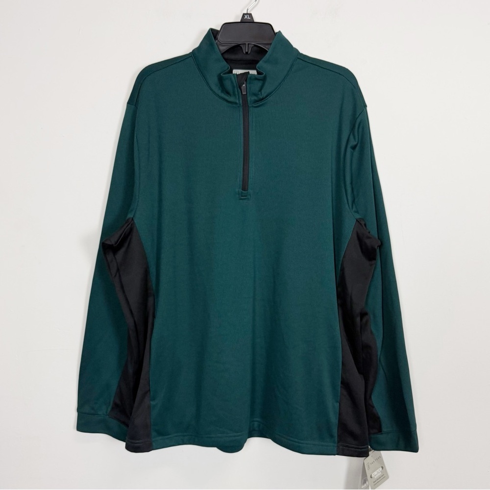 PGA Tour Pullover Quarter Zip Mens XL Green Black Thermal Long Sleeve NWT - Picture 1 of 13